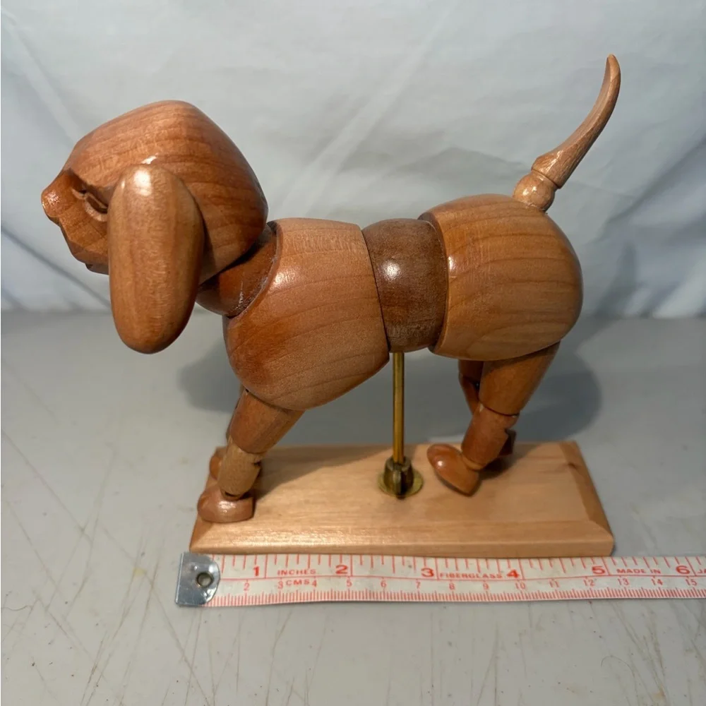 Wooden Dog Figurine - Brown Decorative Pet Sculpture